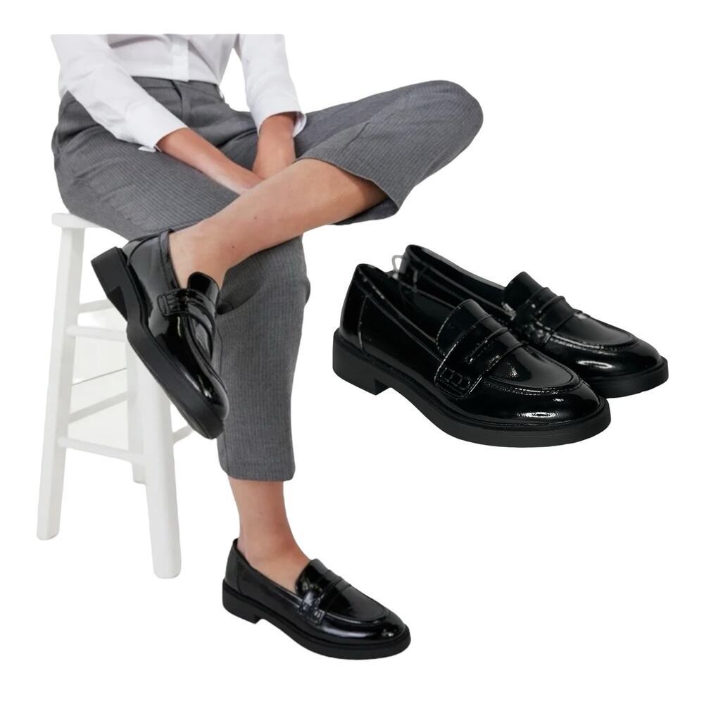 Time and Tru Women's Size 9 Loafers Parents Black Slip on Comfortable Shoes  NWT